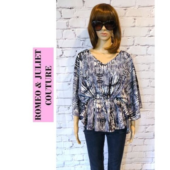 ROMEO & JULIET COUTURE,  Boho blue blouse - Picture 1 of 11